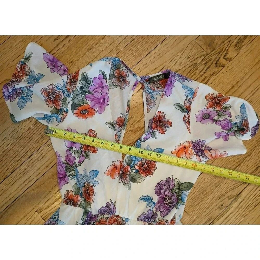 Crystal Sky Maxi Dress Two Front Slits Cutout Back Beachy Boho Juniors Size 5 - Picture 6 of 15